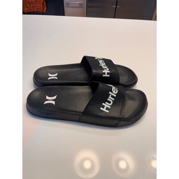Hurley Black Slide Slip-On Slippers Size 12 - Picture 4 of 7